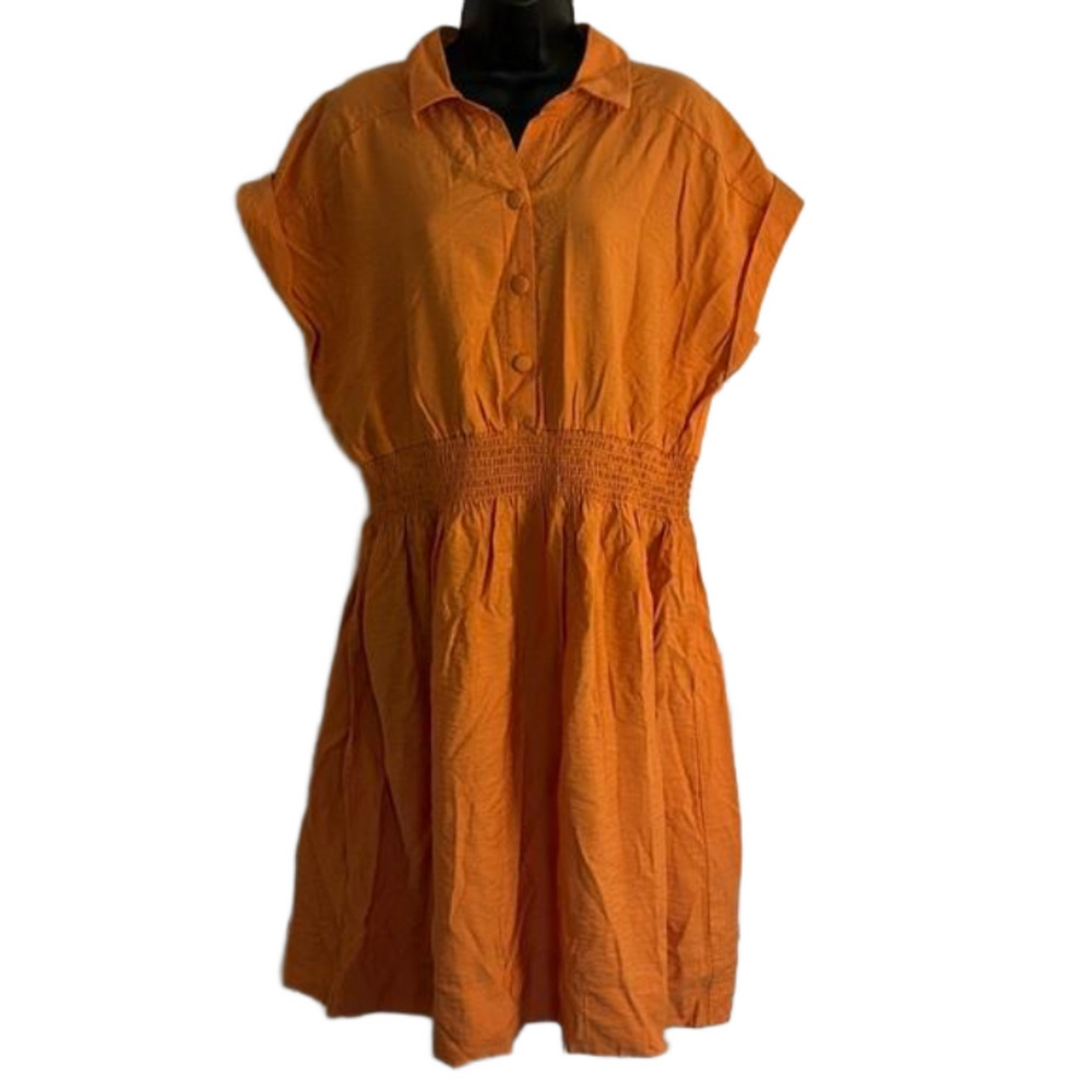 Ophelia Roe Shirt Dress Orange Women Size Large